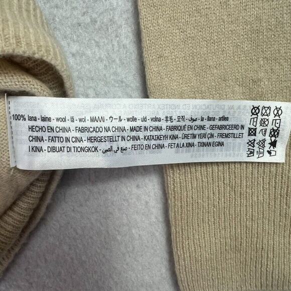 Zara Sweater Womens Medium Turtleneck Oatmeal Knit 100% Wool Lightweight - Picture 5 of 8